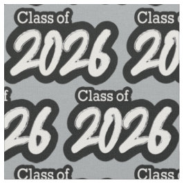 Silver Gray Bold Brush Class of 2026 Stoff