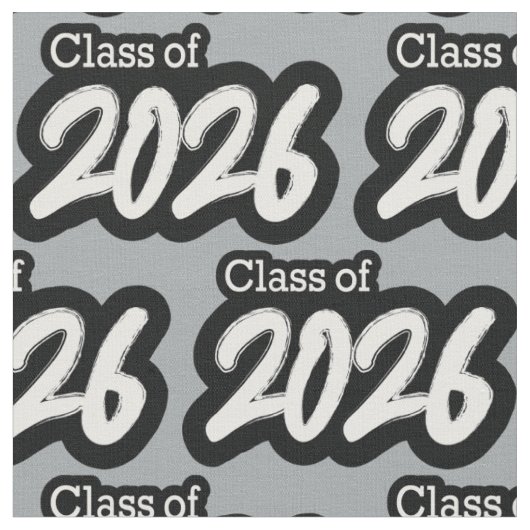 Silver Gray Bold Brush Class of 2026 Stoff (Nahaufnahme)
