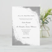 Silver Gray Border Minimalistisch Moderne Hochzeit Einladung (Stehend Vorderseite)
