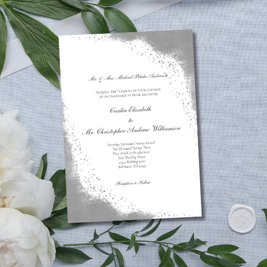 Silver Gray Border Minimalistisch Moderne Hochzeit Einladung