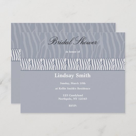 Silver Gray Bridal Dusche Einladung (Vorne/Hinten)