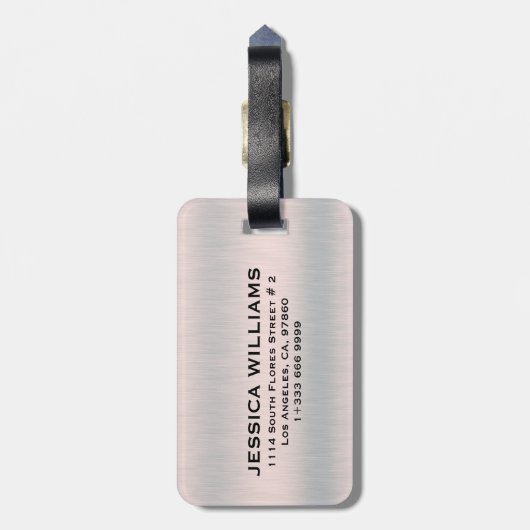 Silver-gray brushed aluminum texture gepäckanhänger (Rückseite vertikal)