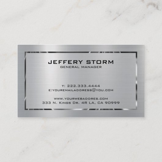 Silver Gray Brushed Aluminum Texture Visitenkarte (Rückseite)