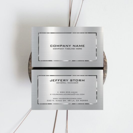 Silver Gray Brushed Aluminum Texture Visitenkarte
