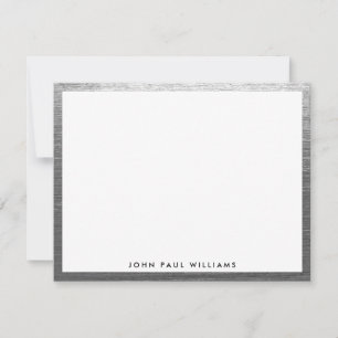 Silver Gray Brushed Metal Elegant Stilvoll modern Mitteilungskarte