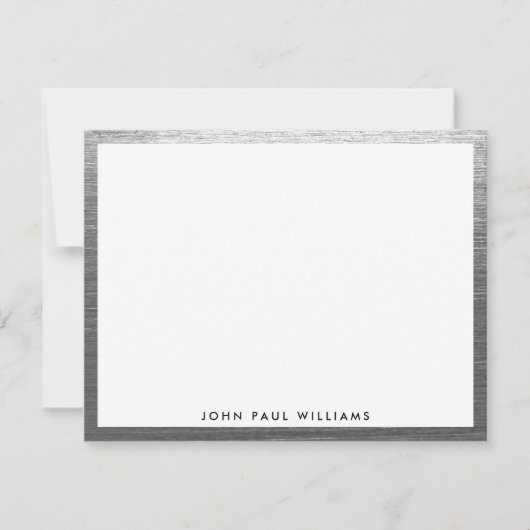 Silver Gray Brushed Metal Elegant Stilvoll modern Mitteilungskarte (Vorderseite)