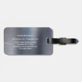 Silver Gray Brushed Metal Script Monogram Niedlich Gepäckanhänger (Rückseite horizontal)