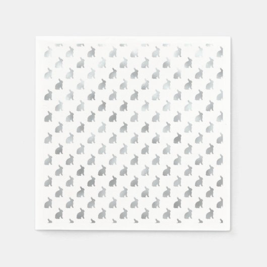 Silver Gray Bunny Background Imitats Foil Grau Serviette (Vorderseite)