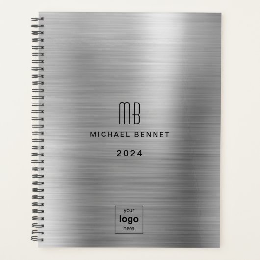 Silver Gray Business Logo 2024 Planer (Vorderseite)
