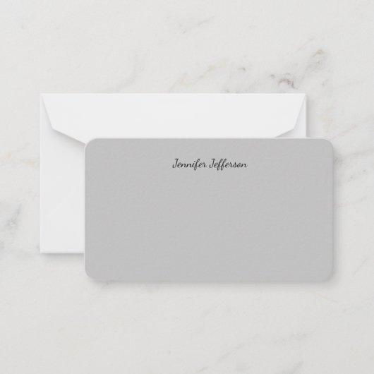 Silver Gray Calligraphy Name Schlicht Beruflich Mitteilungskarte (Vorderseite)