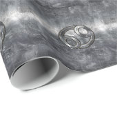 Silver Gray Cancer Zodiac Sign in Distressed Style Geschenkpapier (Rolleneckpunkt)