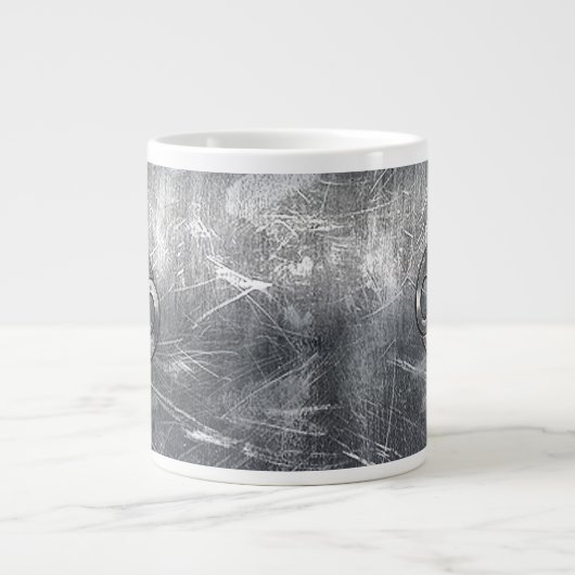 Silver Gray Cancer Zodiac Sign in Distressed Style Jumbo-Tasse (Vorderseite)