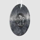 Silver Gray Cancer Zodiac Sign in Distressed Style Ornament (Vorderseite)