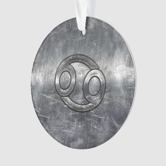 Silver Gray Cancer Zodiac Sign in Distressed Style Ornament (Vorderseite)