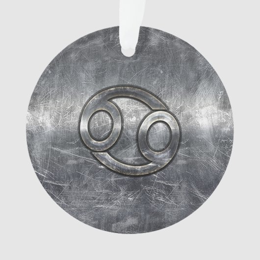 Silver Gray Cancer Zodiac Sign in Distressed Style Ornament (Vorderseite)