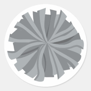 Silver Gray Cheerleader Pom Pom Runder Aufkleber