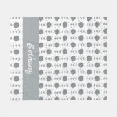 Silver Gray Cheerleader Pom Poms & Hearts Muster Fleecedecke (Vorderseite (Horizontal))