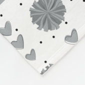Silver Gray Cheerleader Pom Poms & Hearts Muster Fleecedecke (Ecke)