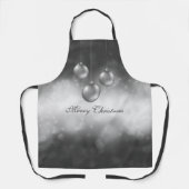 Silver Gray Christmas Baubles on Gray Bokeh Schürze (Vorderseite)