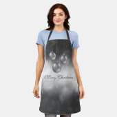 Silver Gray Christmas Baubles on Gray Bokeh Schürze (Getragen)