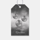 Silver Gray Christmas Baubles on Red Bokeh Geschenkanhänger (Vorderseite)