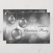 Silver Gray Christmas Baubles Weihnachtsfest Party Einladung (Vorne/Hinten)