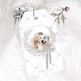 Silver Gray Christmas Wreath Foto Geschenkanhänger