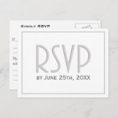 Silver Gray Classic Simple Wedding RSVP Einladungspostkarte (Vorne/Hinten)
