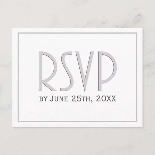 Silver Gray Classic Simple Wedding RSVP Einladungspostkarte (Vorderseite)
