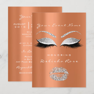 Silver Gray Coral Lips Glitzer Bridal Sweet 16. Einladung