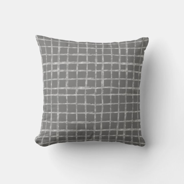 Silver Gray Criss Cross Muster Kissen (Vorderseite)