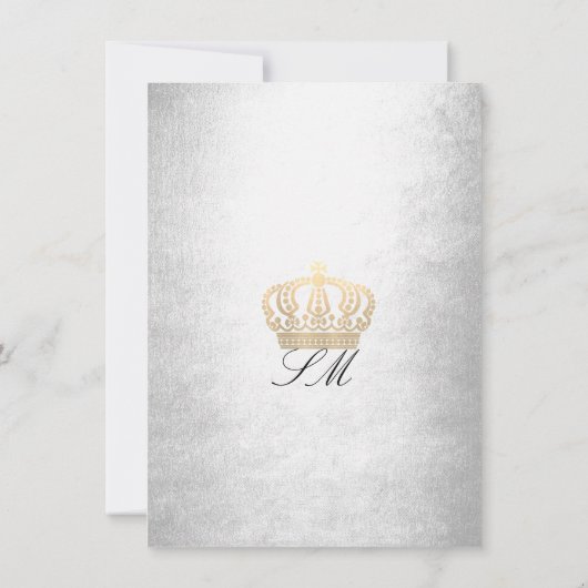 Silver Gray Crown Royal Glitzer Brautparty Einladung (Rückseite)