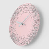 Silver Gray Crystals Confetti Glitter Gems Pink Große Wanduhr (Winkel)