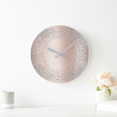 Silver Gray Crystals Confetti Glitzer Gemüses Blus Große Wanduhr (Zuhause)