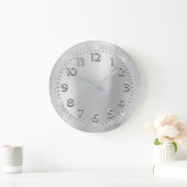 Silver Gray Crystals Glitzer Arabic Numbers Metal Große Wanduhr (Zuhause)