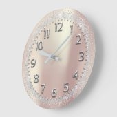 Silver Gray Crystals Glitzer Arabische Zahlen Rose Große Wanduhr (Winkel)