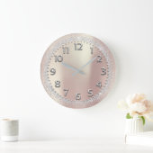 Silver Gray Crystals Glitzer Arabische Zahlen Rose Große Wanduhr (Zuhause)