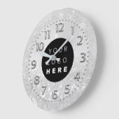 Silver Gray Crystals Glitzer Spark Custom Logo Große Wanduhr (Winkel)