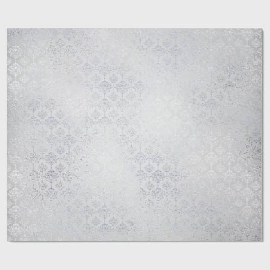 Silver Gray Damask Metallic Shiny Monochromatisch Geschenkpapier (Flach)
