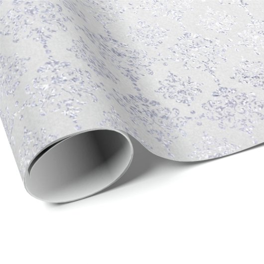 Silver Gray Damask Metallic Shiny Monochromatisch Geschenkpapier (Rolleneckpunkt)