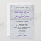Silver Gray Damask Wedding Einladung (Vorderseite)