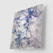 Silver Gray Diamond Crystals Marble Blue Navy Quadratische Wanduhr (Winkel)