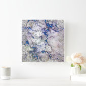 Silver Gray Diamond Crystals Marble Blue Navy Quadratische Wanduhr (Zuhause)