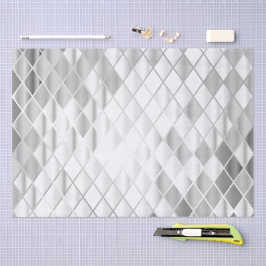 Silver Gray Diamond Pattern Jeden Anlaß Seidenpapier (Handwerk)