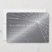 Silver-Gray Diamond Spider Web-Halloween-Party Einladung (Vorderseite)