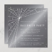 Silver-Gray Diamond Spider Web-Halloween-Party Einladung (Vorne/Hinten)