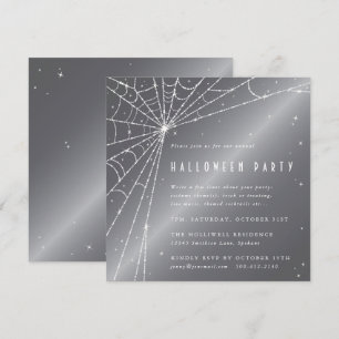 Silver-Gray Diamond Spider Web-Halloween-Party Einladung