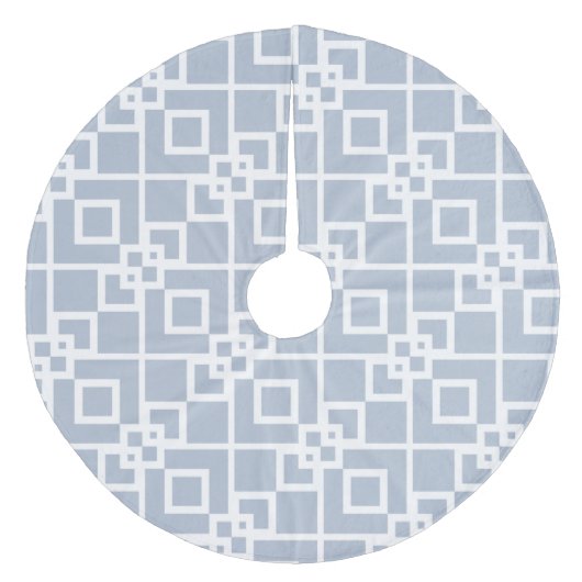 Silver Gray Diamond Trellis Design Fleece Weihnachtsbaumdecke (Vorderseite)