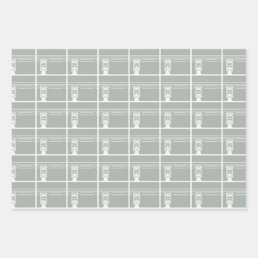 Silver Gray Eid Adha Mubarak Kaaba Sheep Pattern Geschenkpapier Set (Vorderseite)