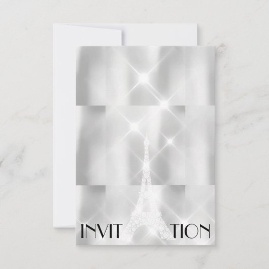Silver Gray Eiffel Tower Paris Brautparty Event Einladung (Vorderseite)